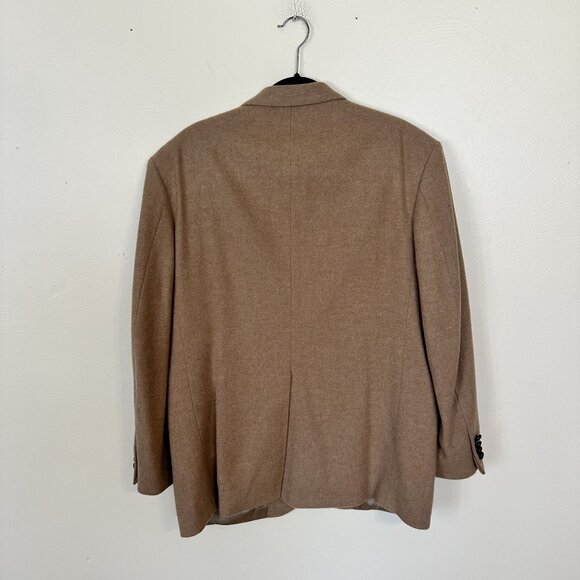 Mens Tan Lambswool Blazer Vtg Lands End XL Jacket 2 Button Lined 42R Camel Hair - Picture 2 of 10
